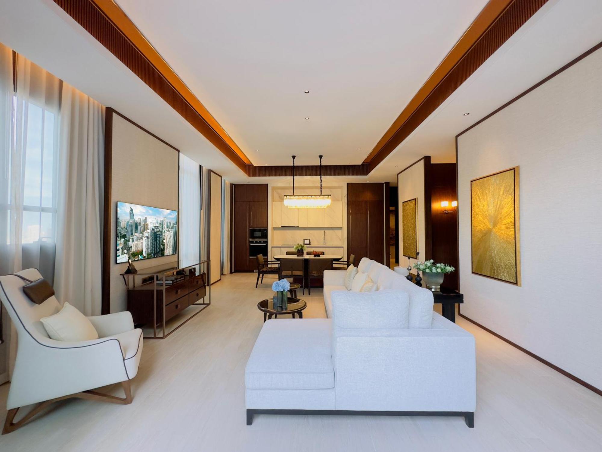 Silq Hotel & Residence, Managed By The Ascott Limited Банкок Стая снимка A living room in a private villa at Jumeirah at Etihad Towers